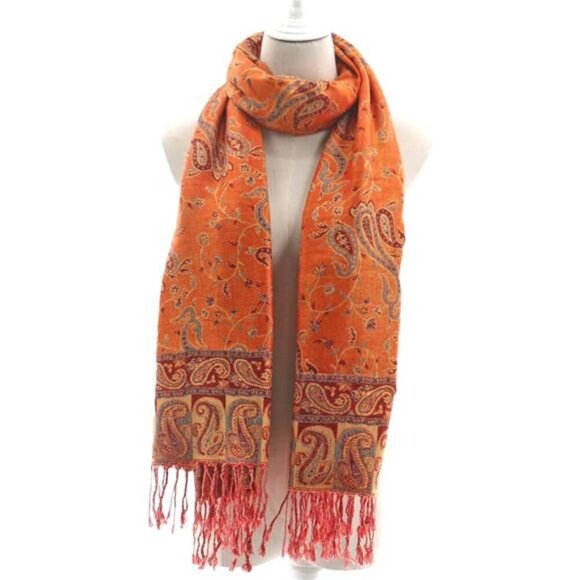 Two Tone Pashmina Shawl Scarf, Orange - Picture 1 of 6